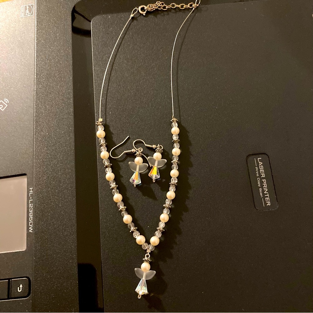 NWT Handcrafted Angel necklace and earrings set